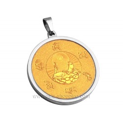 Médaillon Bouddha rieur en acier inox