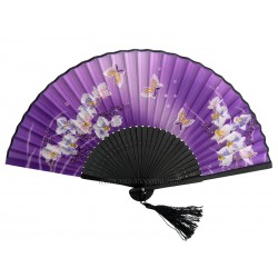 Eventail chinois papillons et fleurs