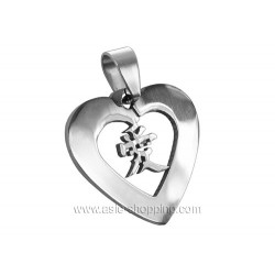 Pendentif coeur en acier Amour en chinois