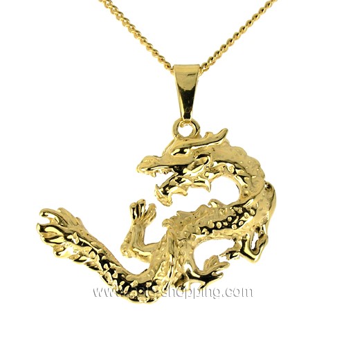 Pendentif Ciselé Dragon Noir Et Doré - Modèle 59362 - Occasion