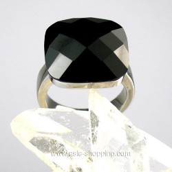 Bague en acier inox et onyx