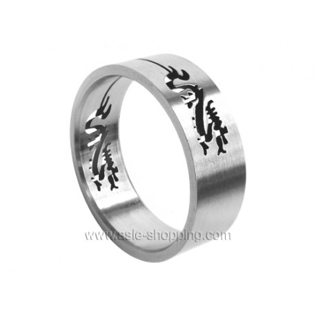 Bague dragon en acier inox