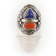 Bague Népal en argent et lapis-lazuli et corail rouge