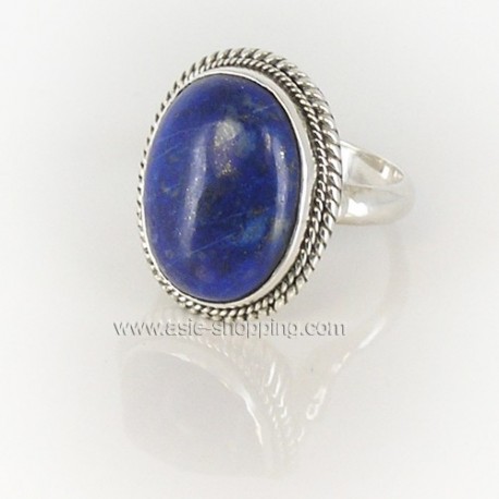 Bague Népal en argent et lapis-lazuli 