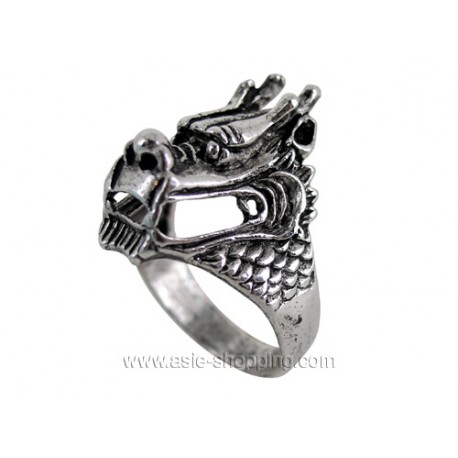 Bague dragon en acier