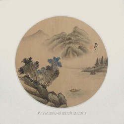 Peinture chinoise bateau sur la rivière