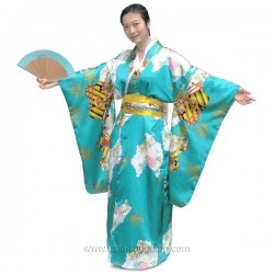 Kimono japonais turquoise