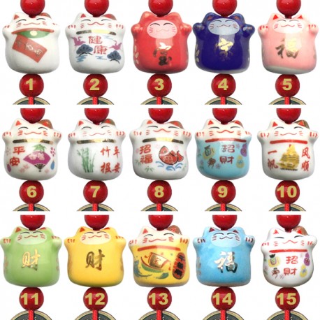 Porte-bonheur chinois Maneki Neko 5 pieces