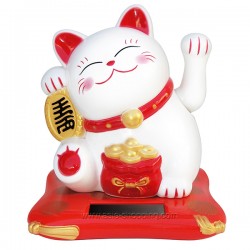 Chat porte bonheur Maneki Neko solaire 10cm