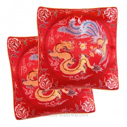 Paire de coussins chinois Dragon et Phénix (2 housses)